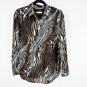 EQUIPMENT Reese Clean Zebra Print Silk Shirt Blouse bold statement versatile